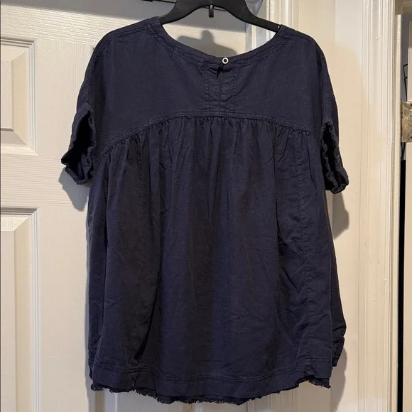 We The Free Navy Oversized Small Babydoll Flowy Relaxed Fit Pockets Linen Blend - Picture 4 of 15